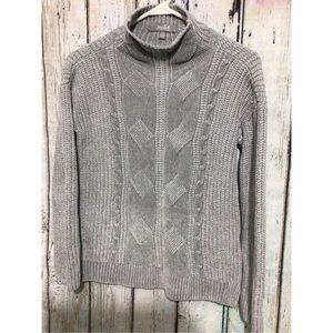 Marled Gray Cable Knit Sweater Mock Neck Size XS 🍂🍁